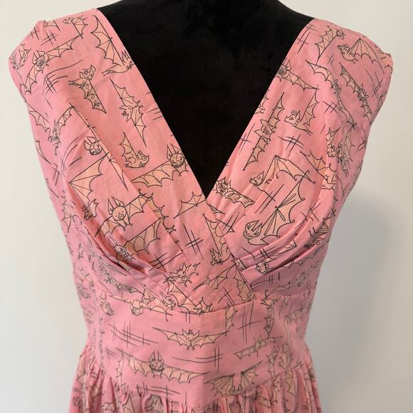 NWT Dapper Day Blushing Bats Pink Cotton Dolce Sleeveless A Line Dress Size XXL - Picture 2 of 14